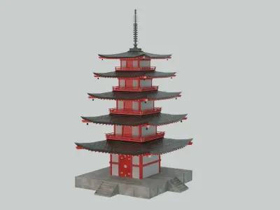 Pagoda japanese Low-poly 3D model purchase