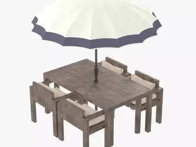 Umbrella Table Patio Pillow Chair id 1 Low-poly 3D model