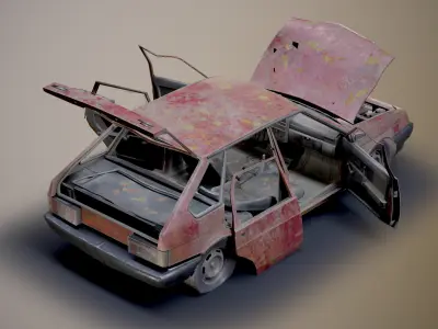 VAZ-2109 Rusted Low-poly 3D model
