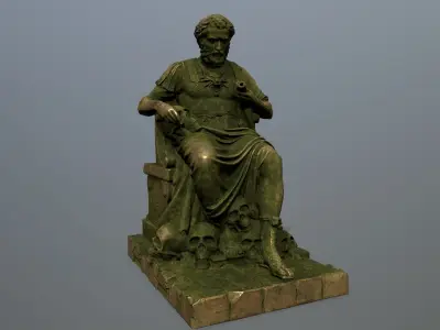 Man Statue Low-poly 3D model 6
