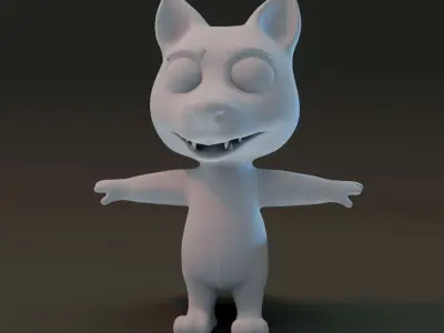 Cartoon Wolf Rigged Base Mesh 3D Model Low-poly 3D model