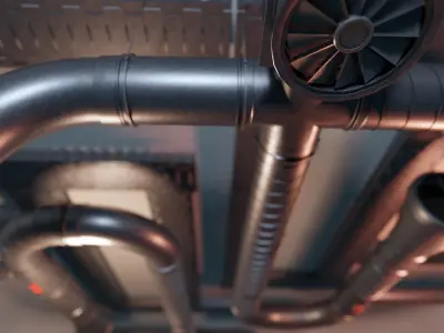 Ventilation System Asset Kit 61 Models underground and ceilings Low-poly 3D model