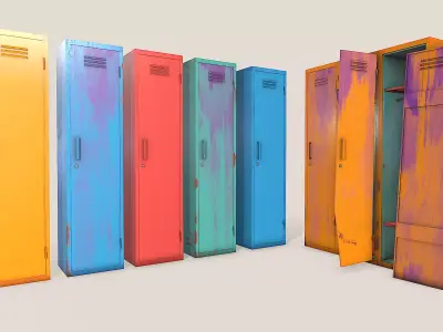 Metal Lockers - Steel Wardrobe - Cabinet Low-poly 3D model