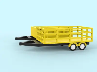 low poly tractor trolley Low-poly 3D model purchase