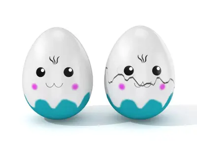 Easter Egg Cracked  N003 Low-poly 3D model