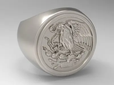 Eagle mexico signet ring 3D print model