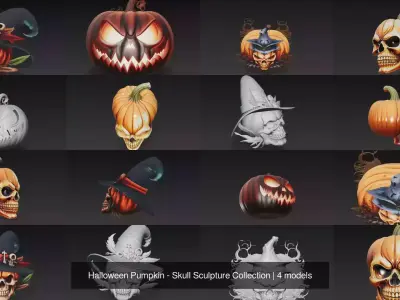 Halloween Pumpkin - Skull Sculpture Collection