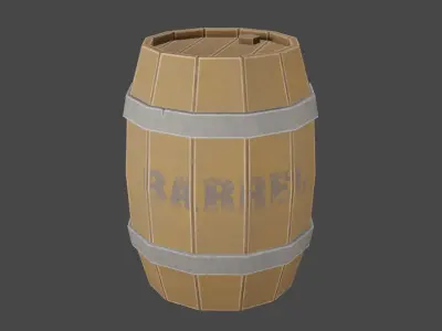 Wooden barrel Free low-poly 3D model 5