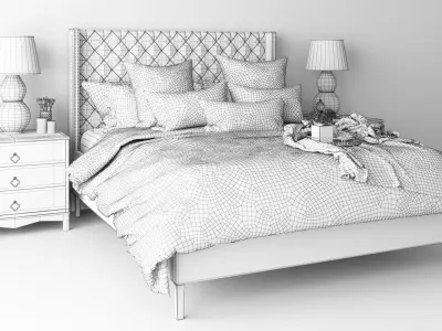 Bedroom A - Modern Comfort Blue Low-poly 3D model