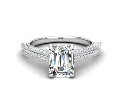 Engagement ring Sophia emerald 3D print model