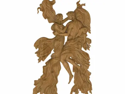 Carved panel painting STL 3D model 18