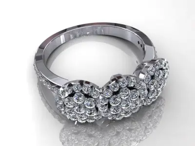 Three Flower Diamond Ring 3D print model