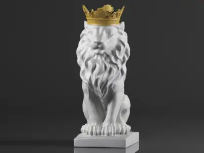 CUZOKOLA  H Large Modern Royal King Lion Statue Decor for Shelf  3D print model