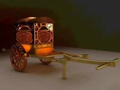Chinese carriage Low-poly 3D model