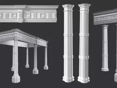 Highpoly Gothic Column - type 1 3D model