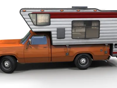 American camper truck Low-poly 3D model
