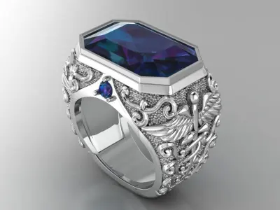 caduceus ring 3D print model