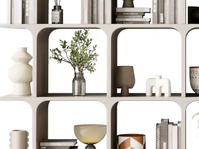 plastic Shelves Decorative With Plants and plastic Rack 31 3D model