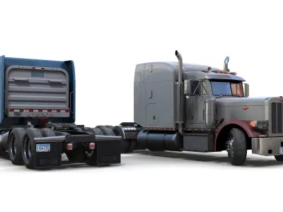Peterbilt 379 semitruck Low-poly 3D model