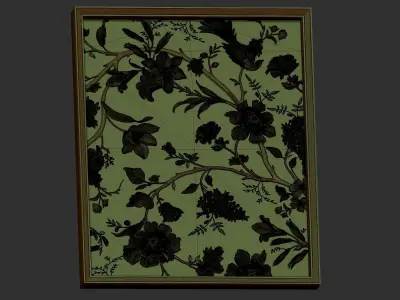 carved flowers wall panel - table resin epoxy 3D model