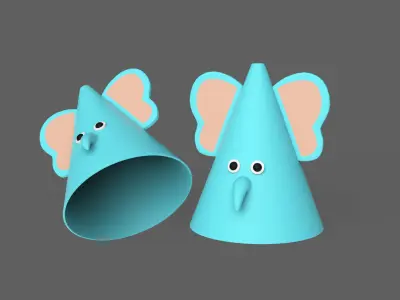Funny Animal Birthday Hats for Childrens Collection 01 Low-poly 3D model