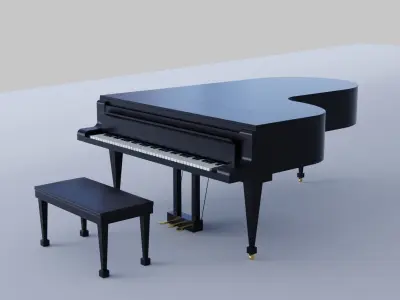 Grand Piano Low-poly 3D model