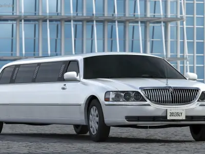 Lincoln Town Limo White Rigged 3D model