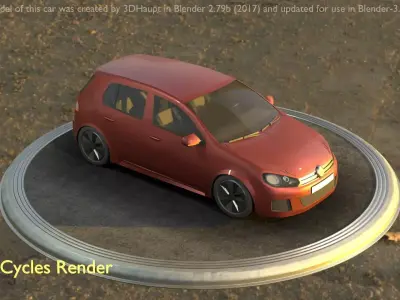 City Car 80 Compact Class Type-C Brown Low-poly 3D model