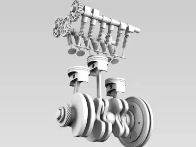 Engine operation image 3 cylinders 3D model