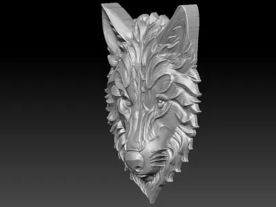 1 wolf head CNC Relief Model 3D print model