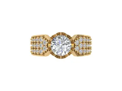 Solitaire Art Deco ring 3D print model