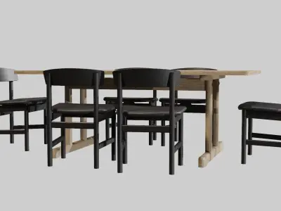 DiningSet-V-01Mogensen Table 6286 andChair 3236 Low-poly 3D model