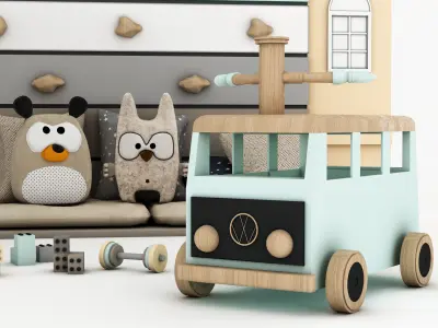 toys and furniture set Low-poly 3D model