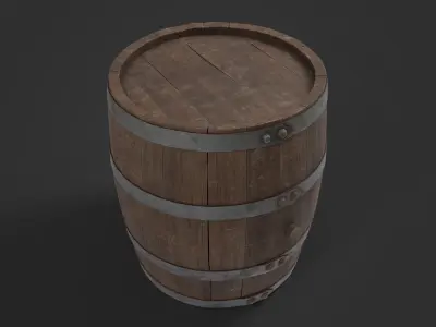 Wooden Barrel Free low-poly 3D model