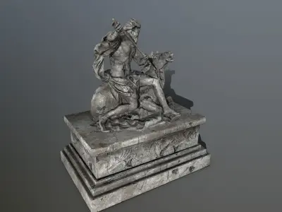 Neptune  Statue Low-poly 3D model