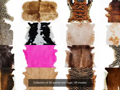 Collection of 39 animal skin rugs