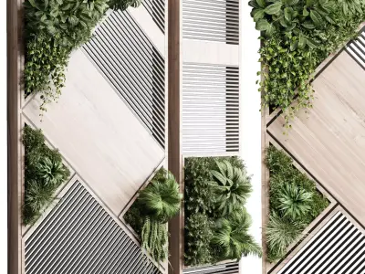 plants set partition in wooden frame 29 3D model