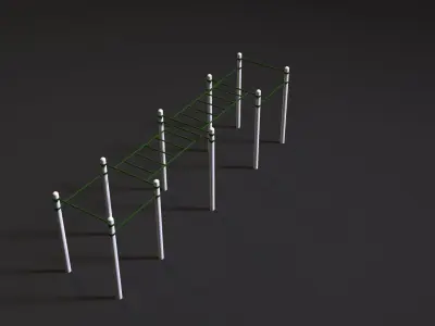 Workout 3 wooden obstacle course 3D model