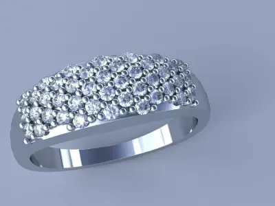 6mm Diamond Pave Ring Size 8 Gold Silver Platinum Jewelry 3D print model