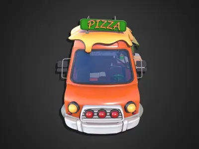 Asset - Cartoons - Food Pizza Truck 3D model