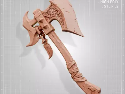 Viking Axe Low-poly 3D model 33