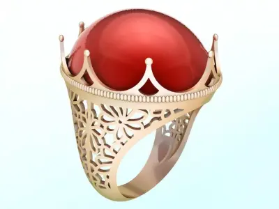 Gemstone Rings - Oval stone ring - Womens Rings 3D print model