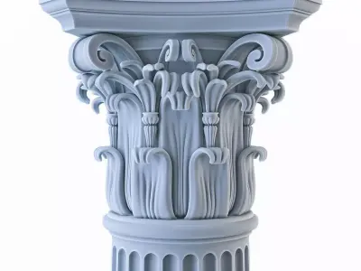 Column with flutes and chapiter of the Corinthian order 3D model