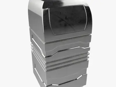 Metal Square Trash Can Low Poly High Poly 3D model