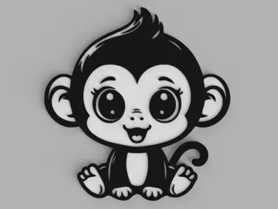 Baby Monkey Wall Picture Free 3D print model