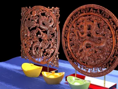 Chinese dragon carving pattern  3D model buy