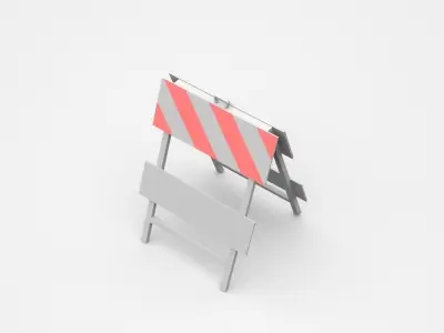 Double Two-Sided Warning Stand Barrier With Red White Strips 3D model