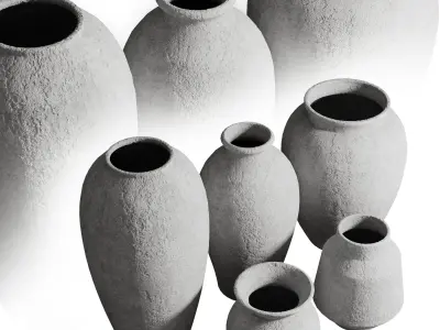 Old vase 3 material marble concrete plaster Low-poly 3D model