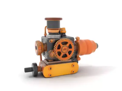 Steampunk Brass Engine model pack Low-poly 3D model