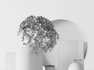 Decorative set with dryed hydrangea 3D model